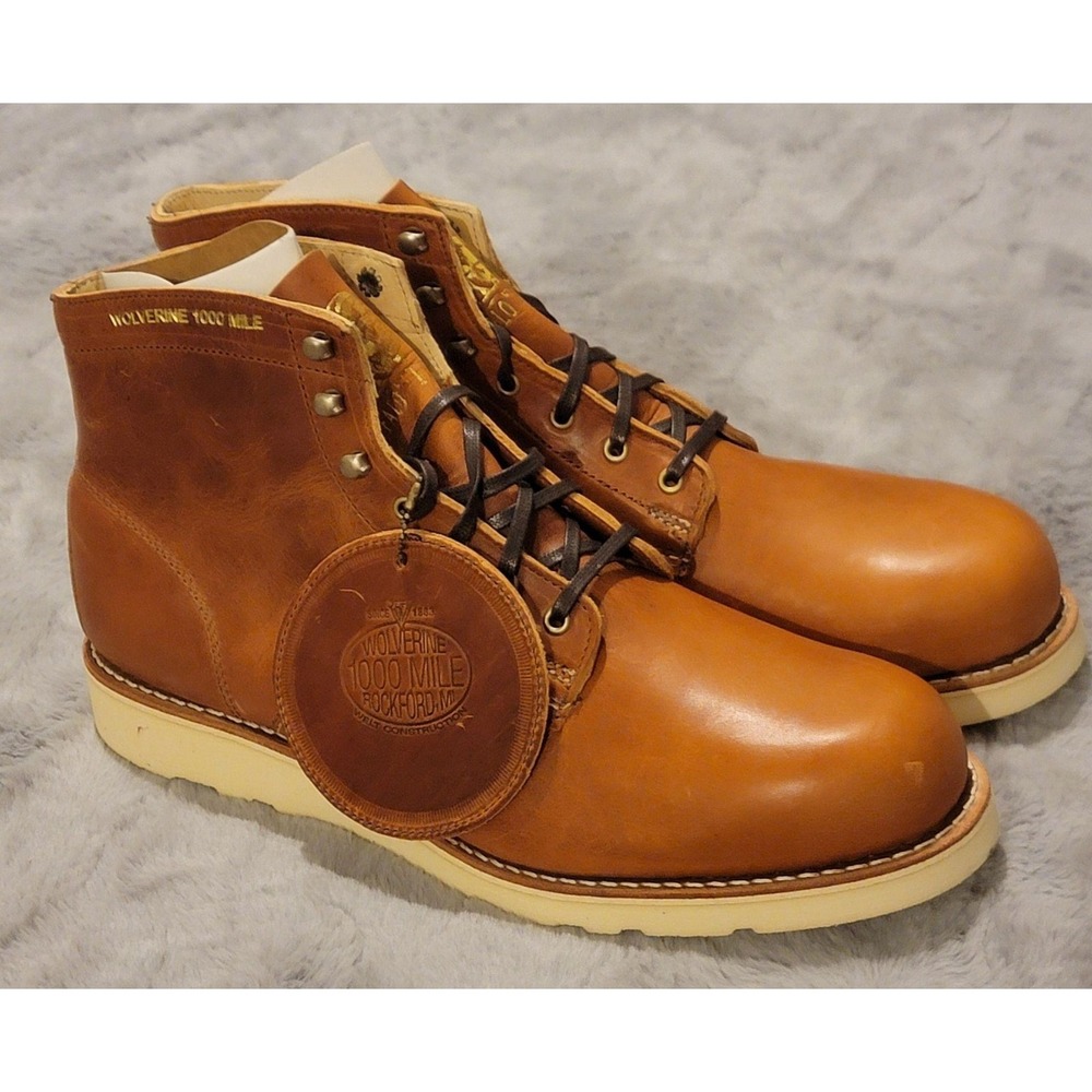 Wolverine 1000 Mile Boots Mens 13 Brown Buffalo Trace Chukka Made USA Lace Up